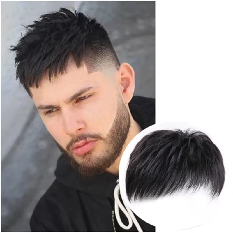 Perruque synthétique pour hommes avec cheveux courts