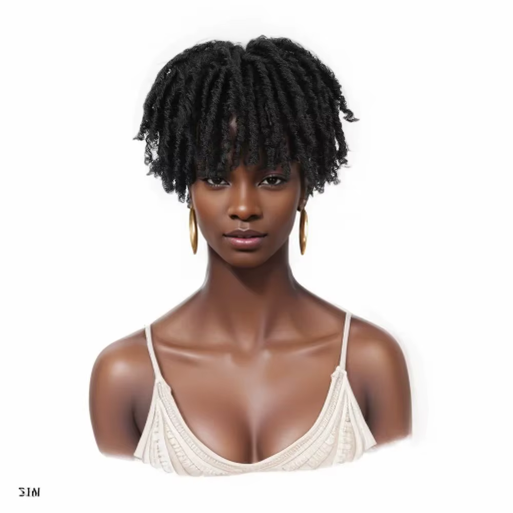 Jeedou synthétique toupet postiche perruque cheveux courts bouclés tressé pince