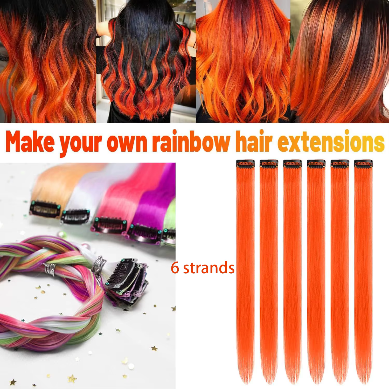 Extensions de cheveux colorées de 22 pouces