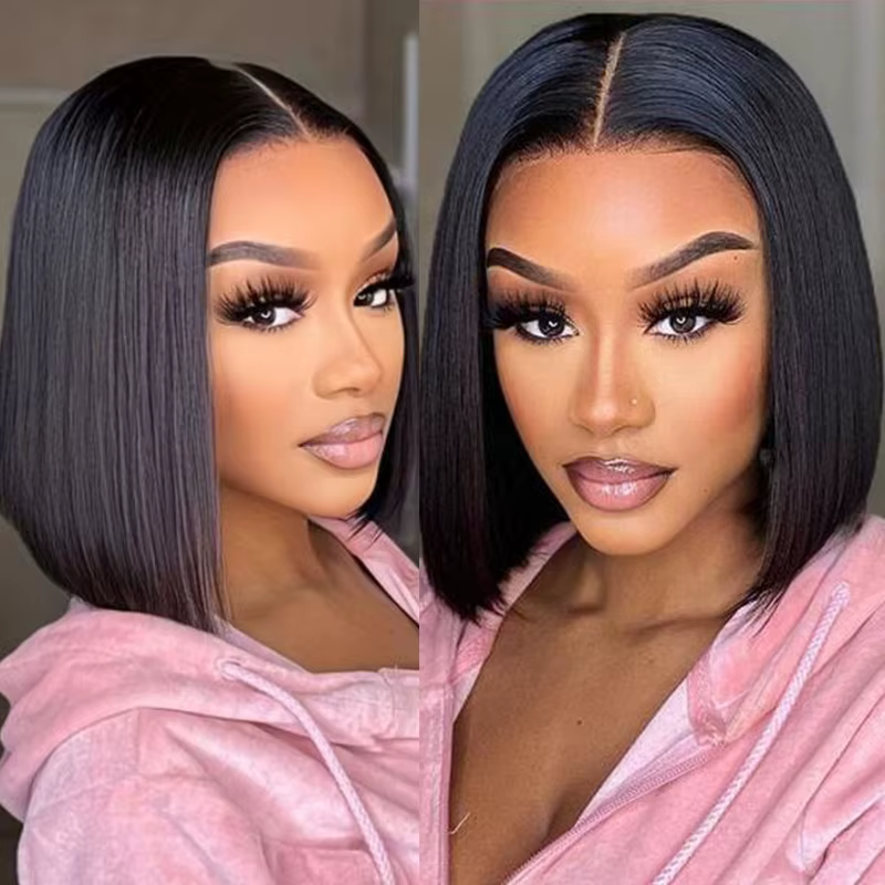 Perruque séparée au centre de mode pour dames de 12 pouces - cheveux synthétiques haute densité