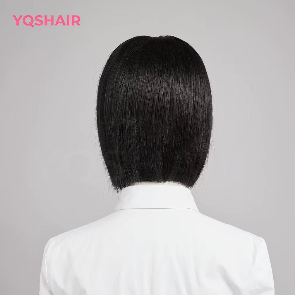 Perruque en cheveux humains avec base en soie