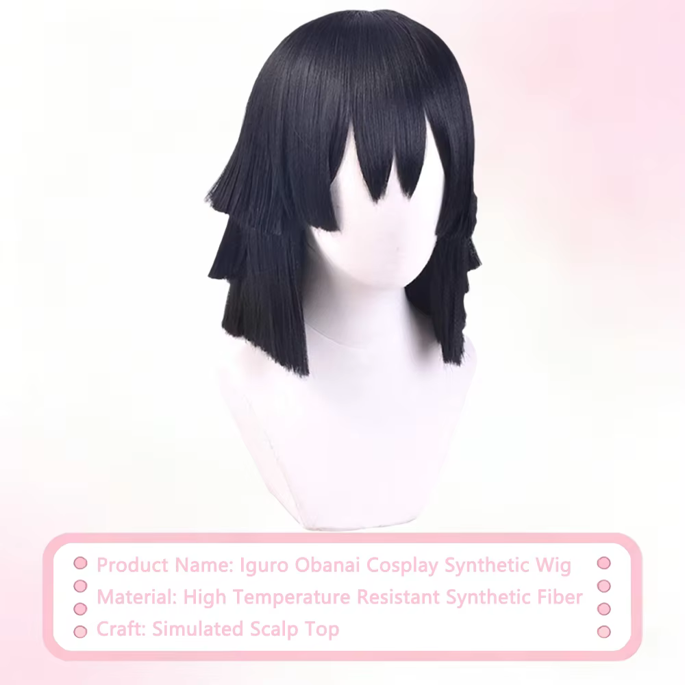 Perruque de Cosplay Iguro Obanai unisexe