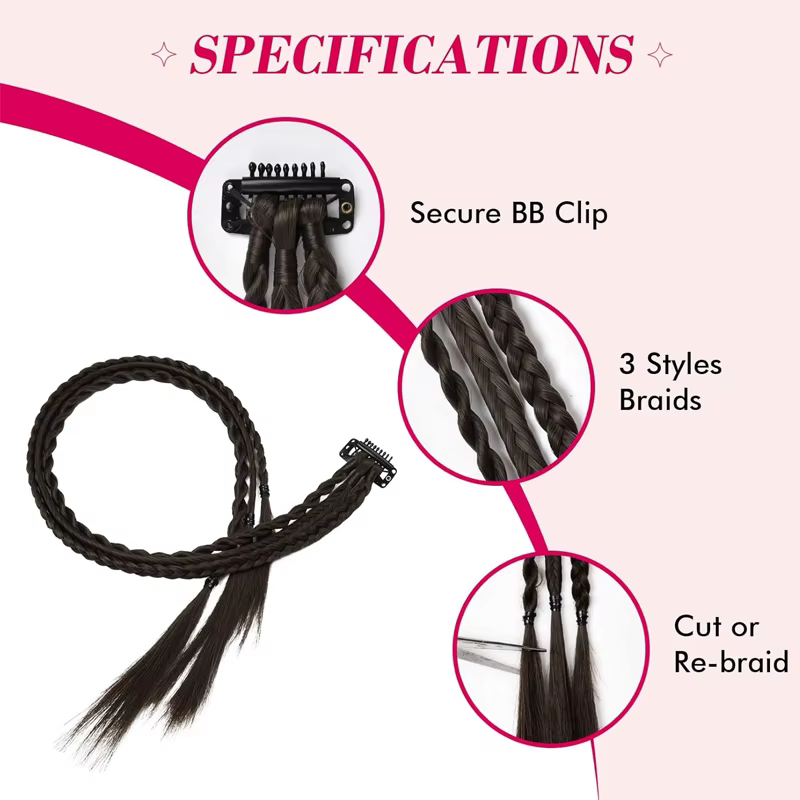 1 pièce Extension de cheveux tressée à clipser