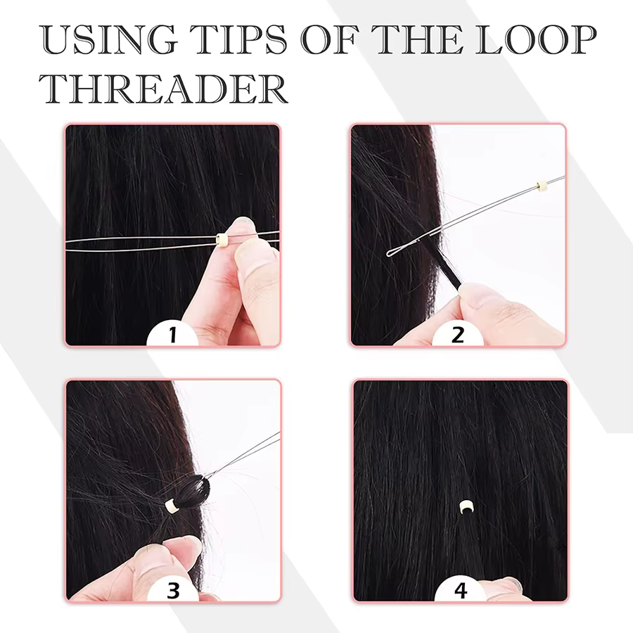 Kit d'extension de cheveux professionnel avec perles
