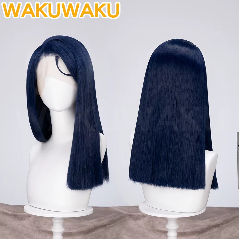 En STOCK Caitlyn avant dentelle perruque Anime Arcane Cosplay WakuWaku femmes bleu foncé cheveux longs 50 cm