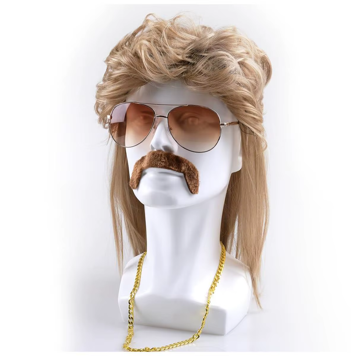 Perruque en fibre synthétique de la marque Anxin : style Mullet brun foncé
