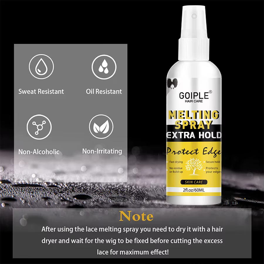 GOIPLE Colle adhésive imperméable pour perruque, spray de fixation extra forte, avec bâton de cire capillaire et gel de contrôle des bords, kit d'installation de perruque