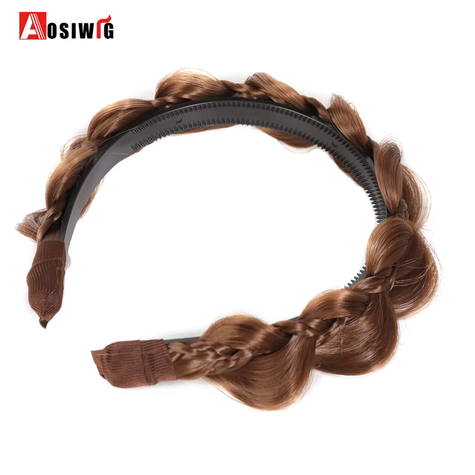 Bandeau tressé en arête de poisson synthétique