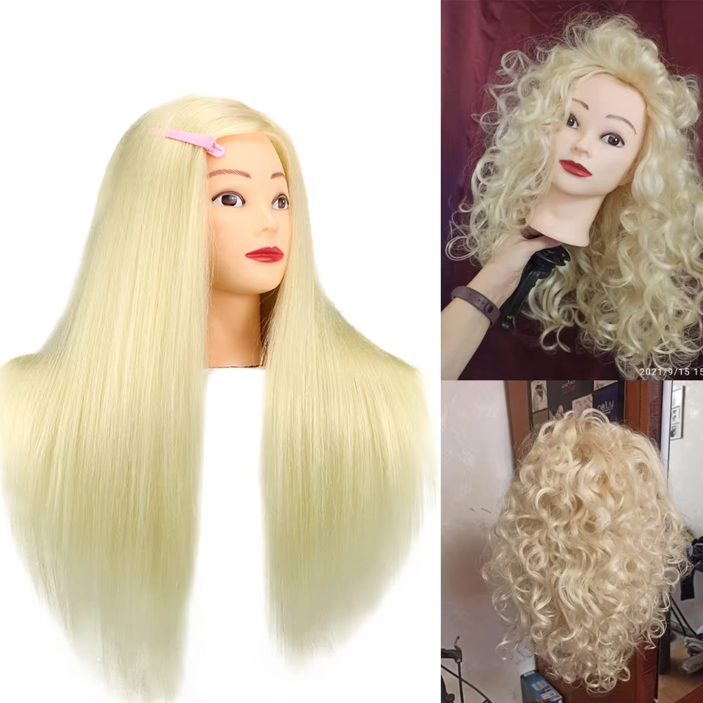 Kit de tête de mannequin pour la pratique de la coiffure, 85% vrais cheveux, tête de beurre, formation professionnelle, coiffage, chaud, boucle, fer à lisser