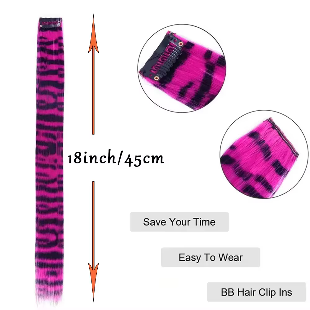 Extensions capillaires synthétiques lisses à clips imprimés à rayures