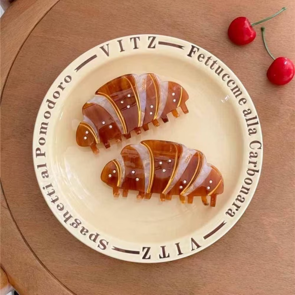 Style coréen Croissant cheveux griffe café drôle français diamant crabe pince chapeaux Kawaii acide acétique requin
