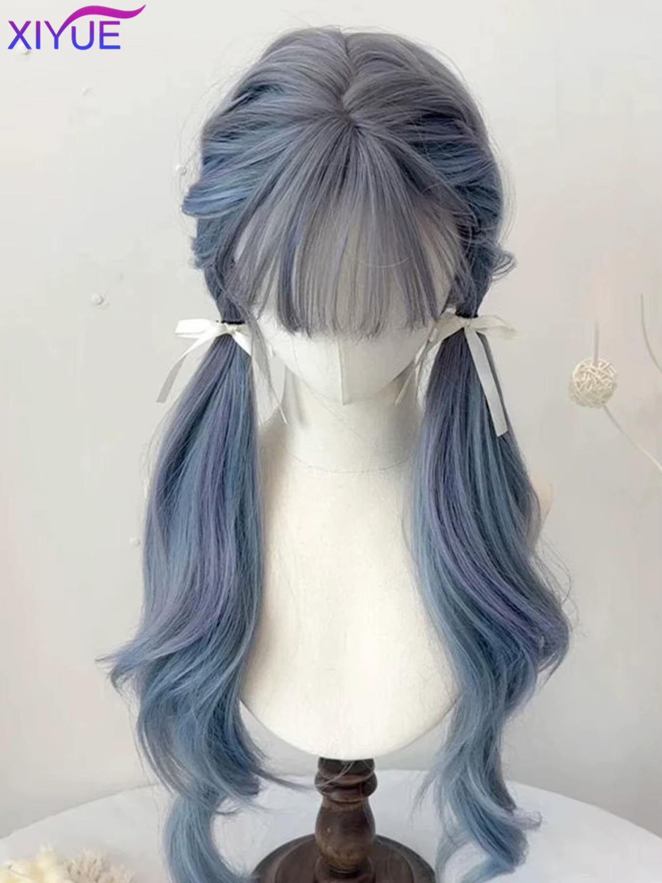 XIYUE – perruque synthétique longue et lisse avec reflets gris