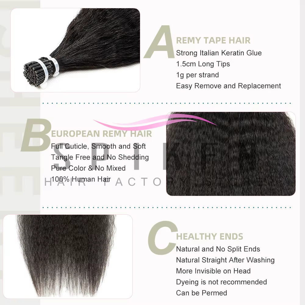 Extensions de cheveux humains naturels noirs