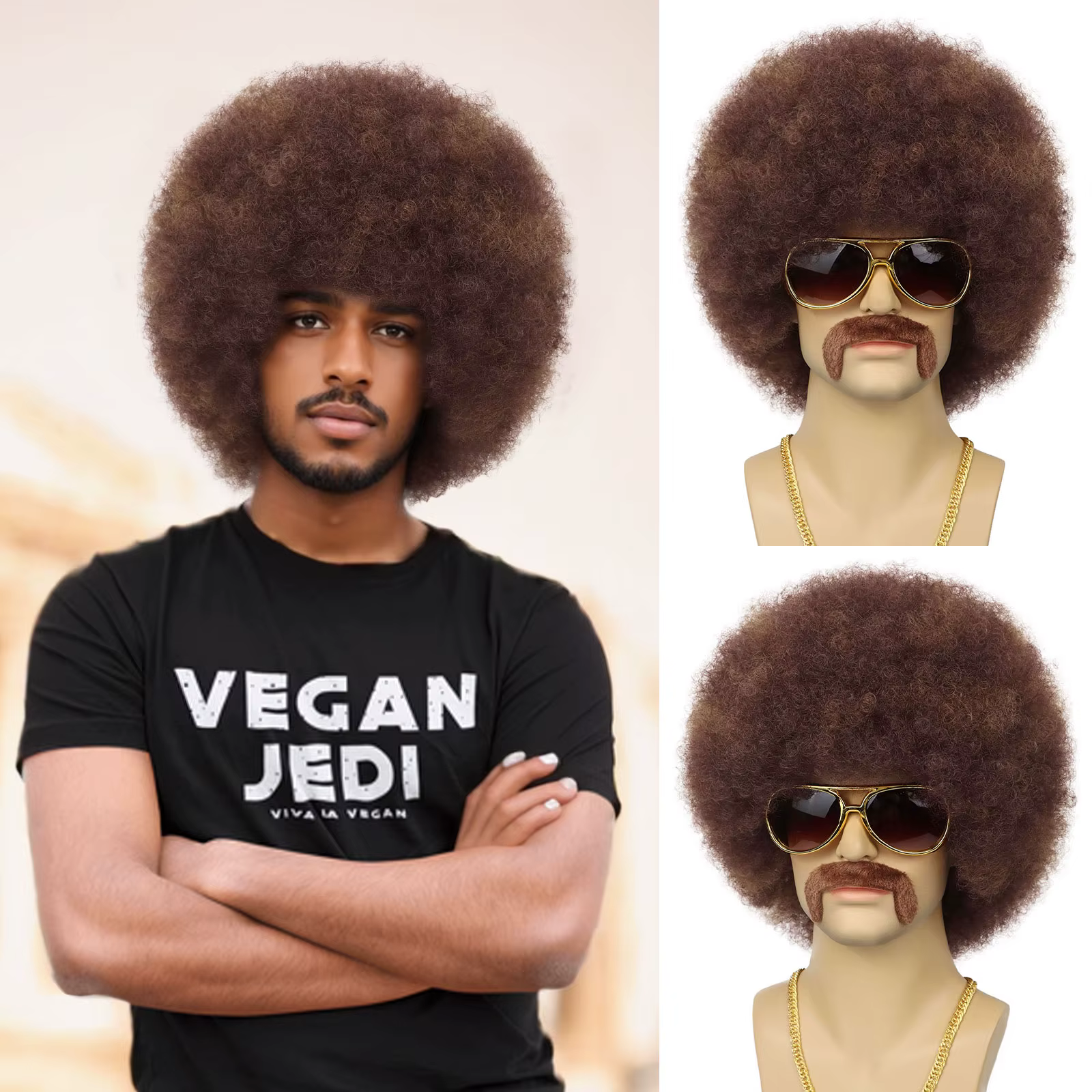 Perruque Afro synthétique bouffante pour hommes