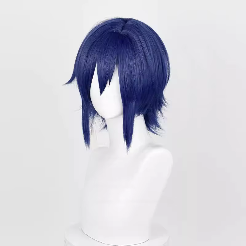 Perruque de Cosplay Synthétique Bleu Foncé