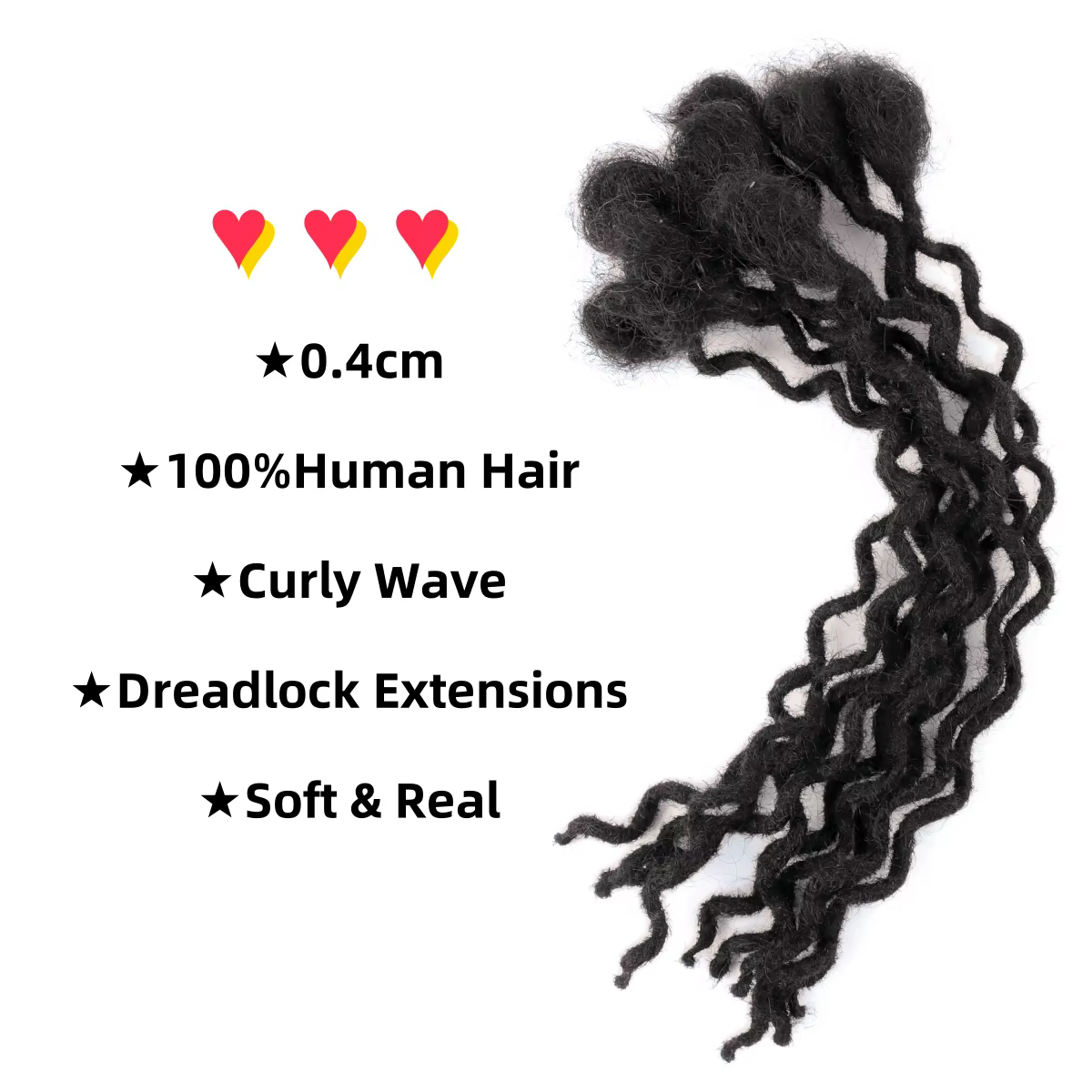Extensions de dreadlocks bouclées faites à la main pour hommes et femmes