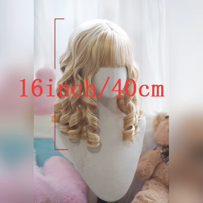 Perruque synthétique Deep Wave style lolita Rose Net de 16 pouces