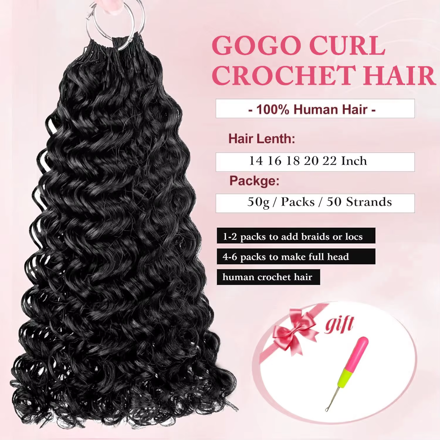 Miracle Knots Tresses Bohèmes au Crochet 100% Cheveux Humains Ondulés et Mouillés Effet Vague d'Eau en Vrac Extensions