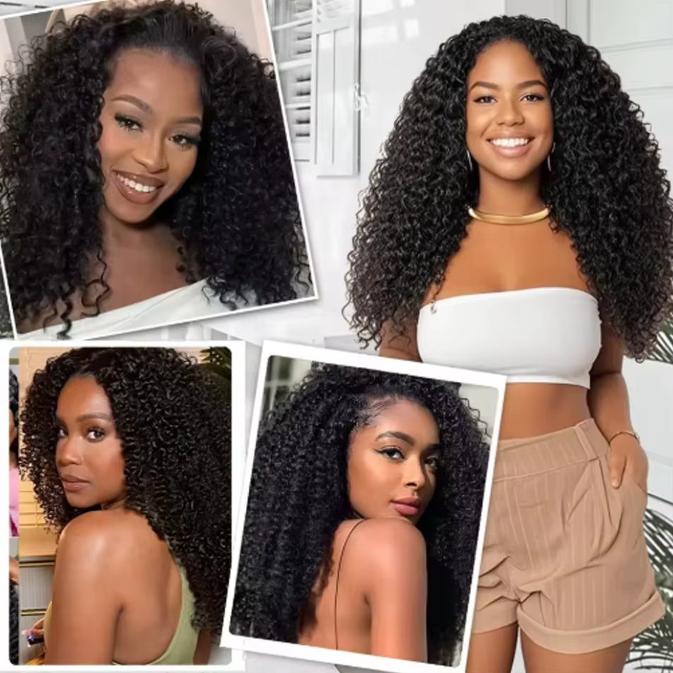 Perruque en cheveux humains bouclés afro naturels