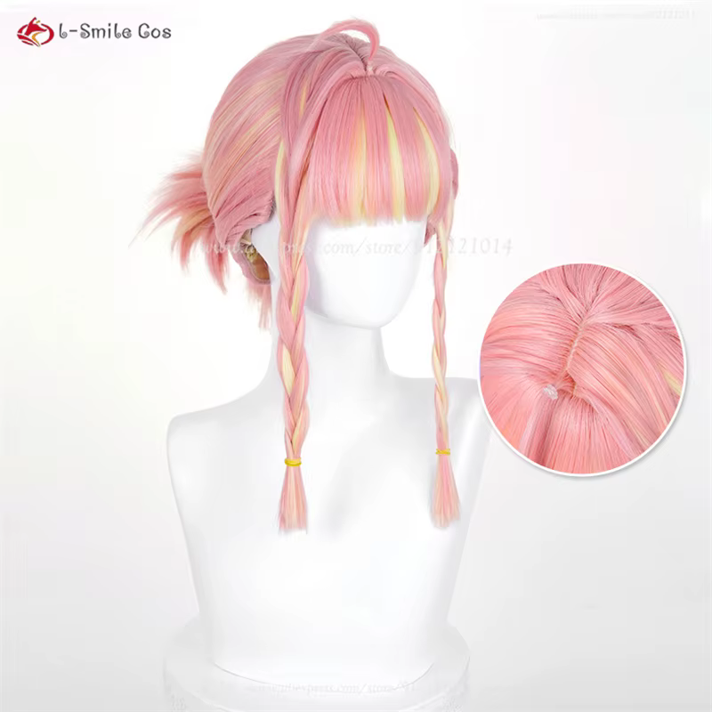 OW Mercy Angela Ziegler Cosplay perruque 40 cm rose or mixte perruques pour femmes