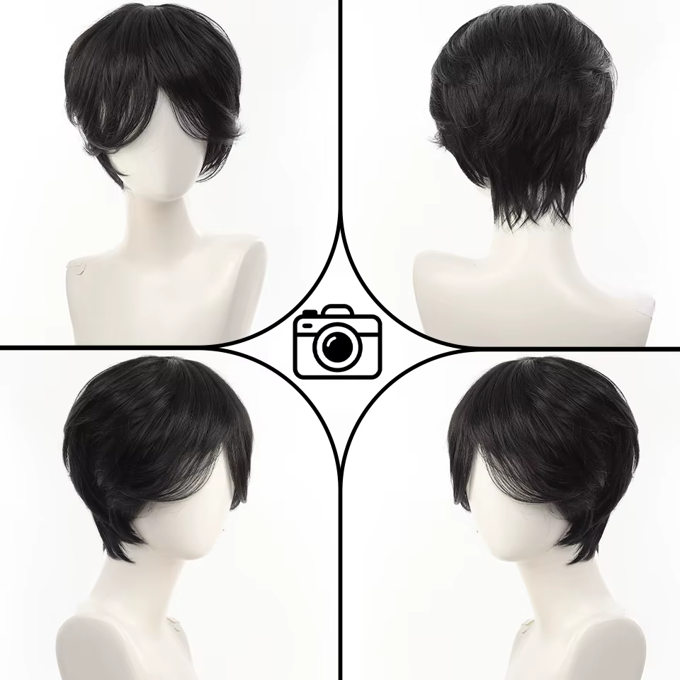 Perruque synthétique anime pour coiffure droite