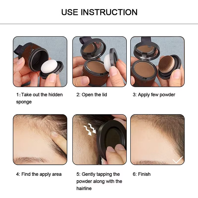 Poudre de ligne de cheveux imperméable instantanée naturelle