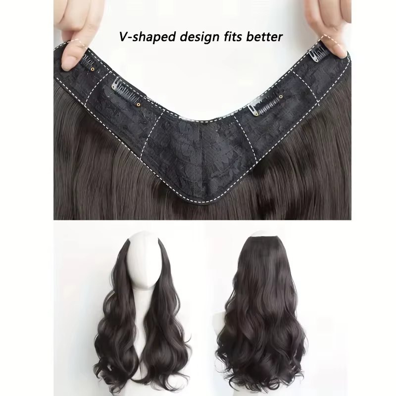 Extensions de cheveux synthétiques invisibles à longues vagues – Look