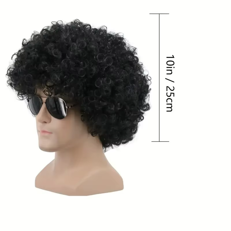 Perruque courte bouclée noire de style africain
