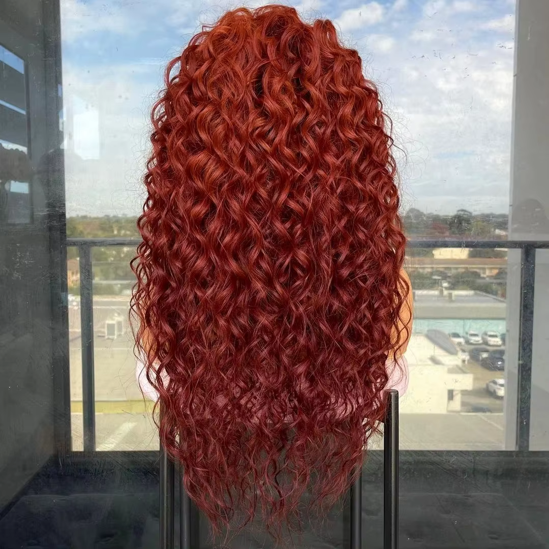 Perruque Lace Front Synthétique Bouclée Rouge Bordeaux pour Femme Noire
