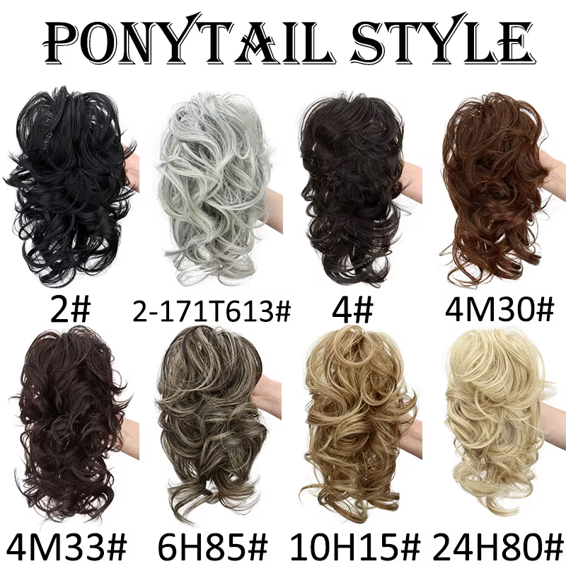 WIGSIN synthétique élégant polyvalent bouclés queue de cheval griffe pince dans l'extension de cheveux réglable adapté facile à porter pour toute Occasion