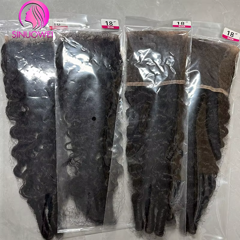 Closure en dentelle transparente 4x4 Cheveux bouclés birmans 12A