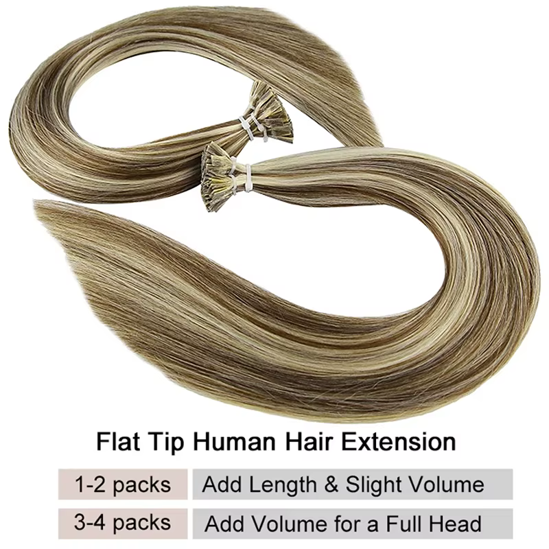 Extension de cheveux humains droits à pointe plate par Capsules de kératine de Fusion 0.8g/ 1g/brin 50pcs