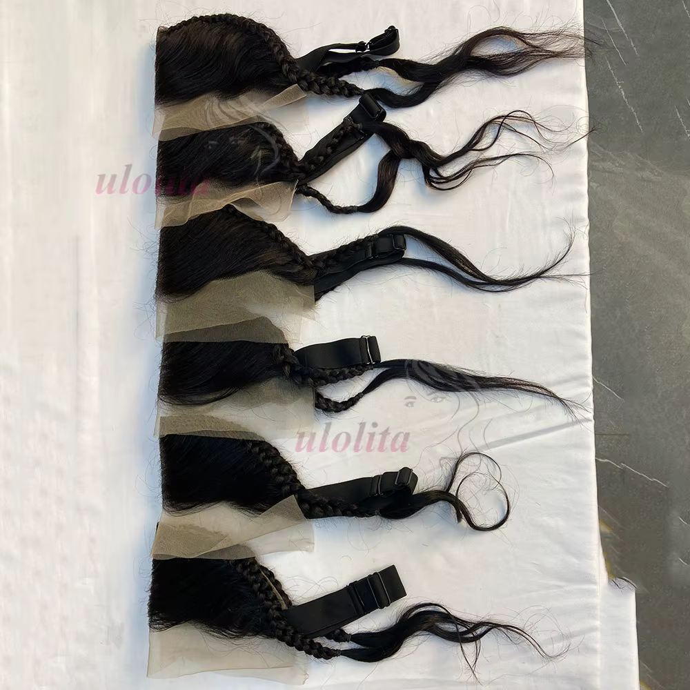 Perruques frontales en dentelle droite sans colle 13x4 avec tresses cheveux humains prêt à porter perruque frontale