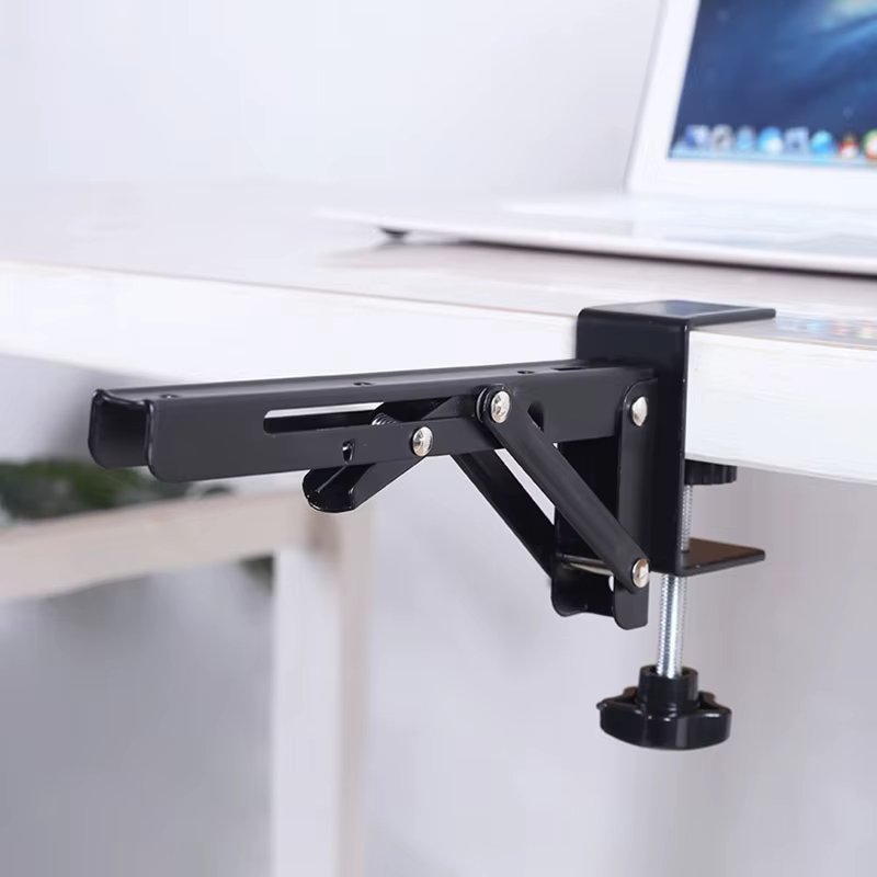 1 Paire de supports d'extension de bureau sans perçage, pliables, pour claviers, tablettes et ordinateurs portables de bureau