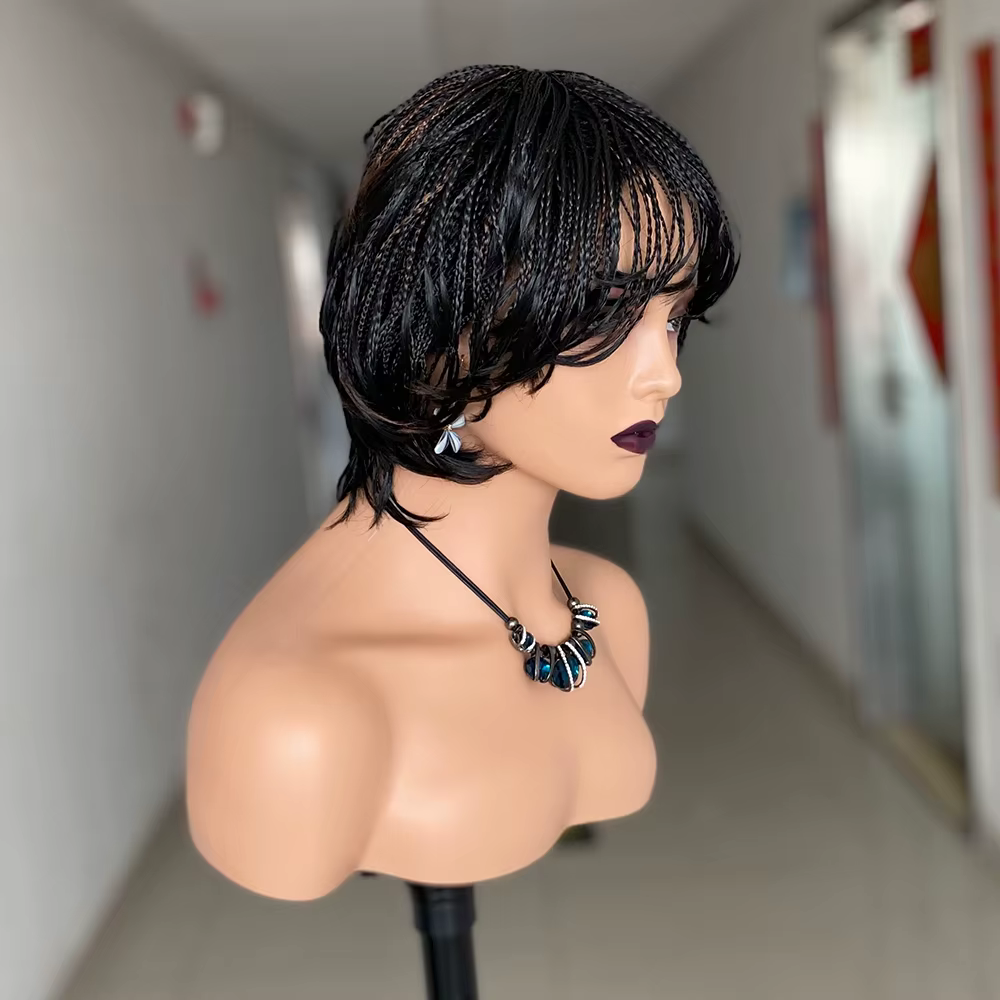 Boîte de tresse au Crochet perruques tressées pour les femmes noires cheveux africains synthétiques coupe lutin