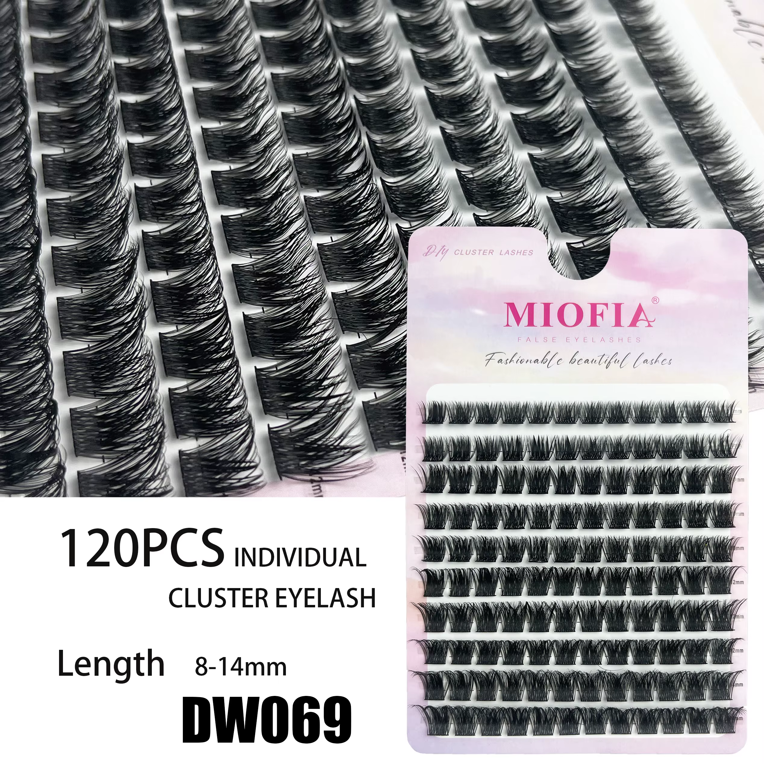 120 grappes de cils individuels D Curl 8-14mm plateau mixte Extension