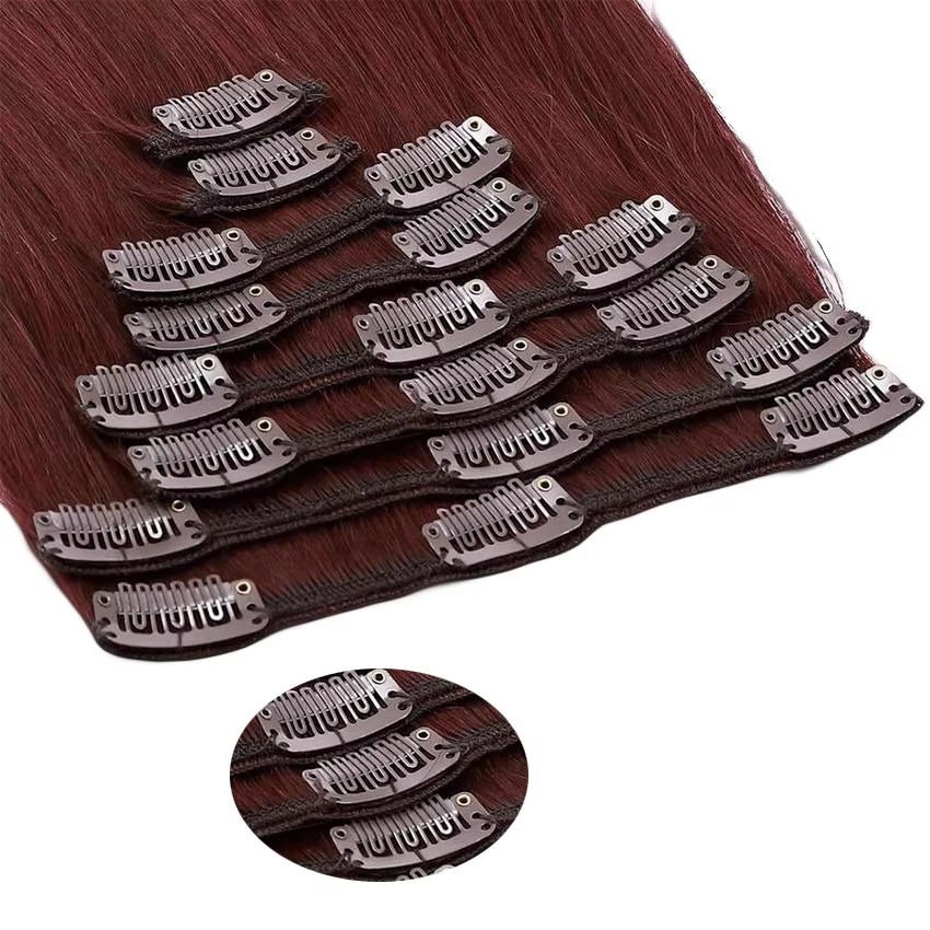 Extensions de cheveux humains bordeaux 99J