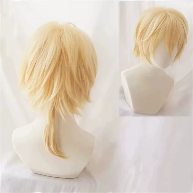Perruque de cosplay Rin Len - Cheveux synthétiques courts dorés résistants à la chaleur