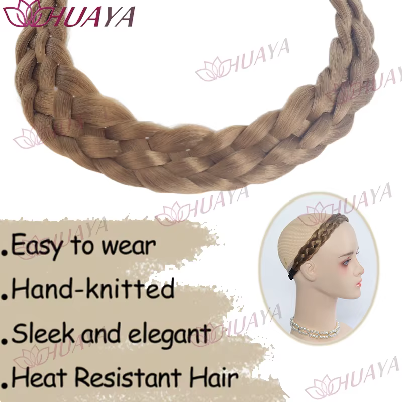 Bandeau tressé épais synthétique à 5 brins pour femme