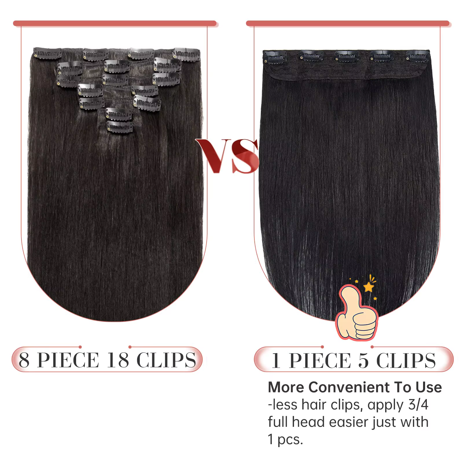 Extensions de cheveux à clipser en cheveux humains naturels