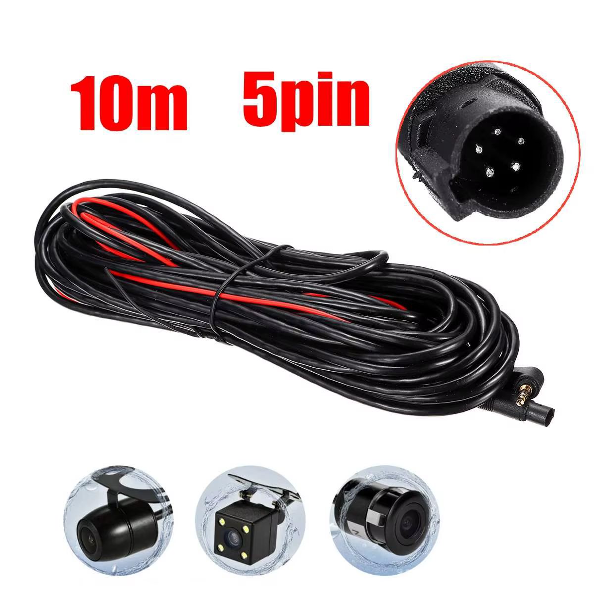 Extension de câble Aux 2.5mm 10M/15M, câble usb 5 broches pour caméra de recul et enregistreur de voiture