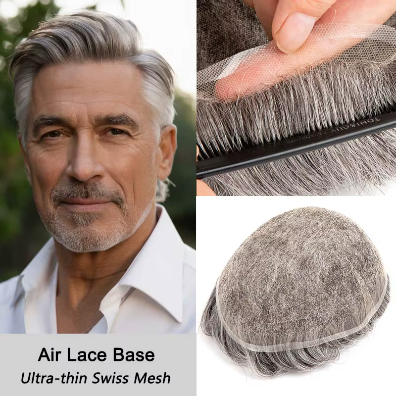Prothèse capillaire pour homme en dentelle suisse ultra-fine