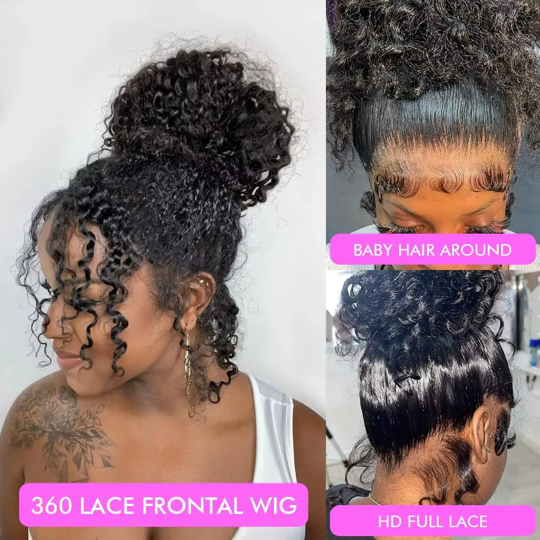 Perruque Lace Front Wig sans colle 360 HD