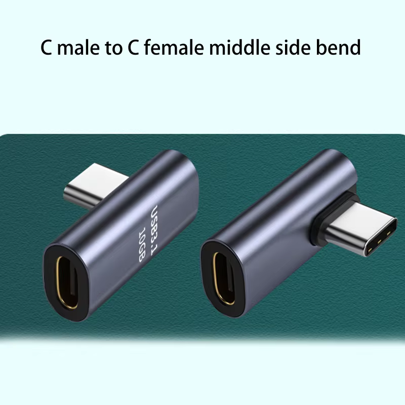 Adaptateur type-c mâle à droit 90 degrés vers femelle type-c, prise type-c à 90 degrés