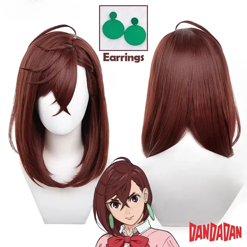 Perruque de Cosplay Anime Momo Ayase, cheveux courts marron Dandadan, en Fiber résistante à la chaleur, pour fête d'halloween, pour filles et femmes