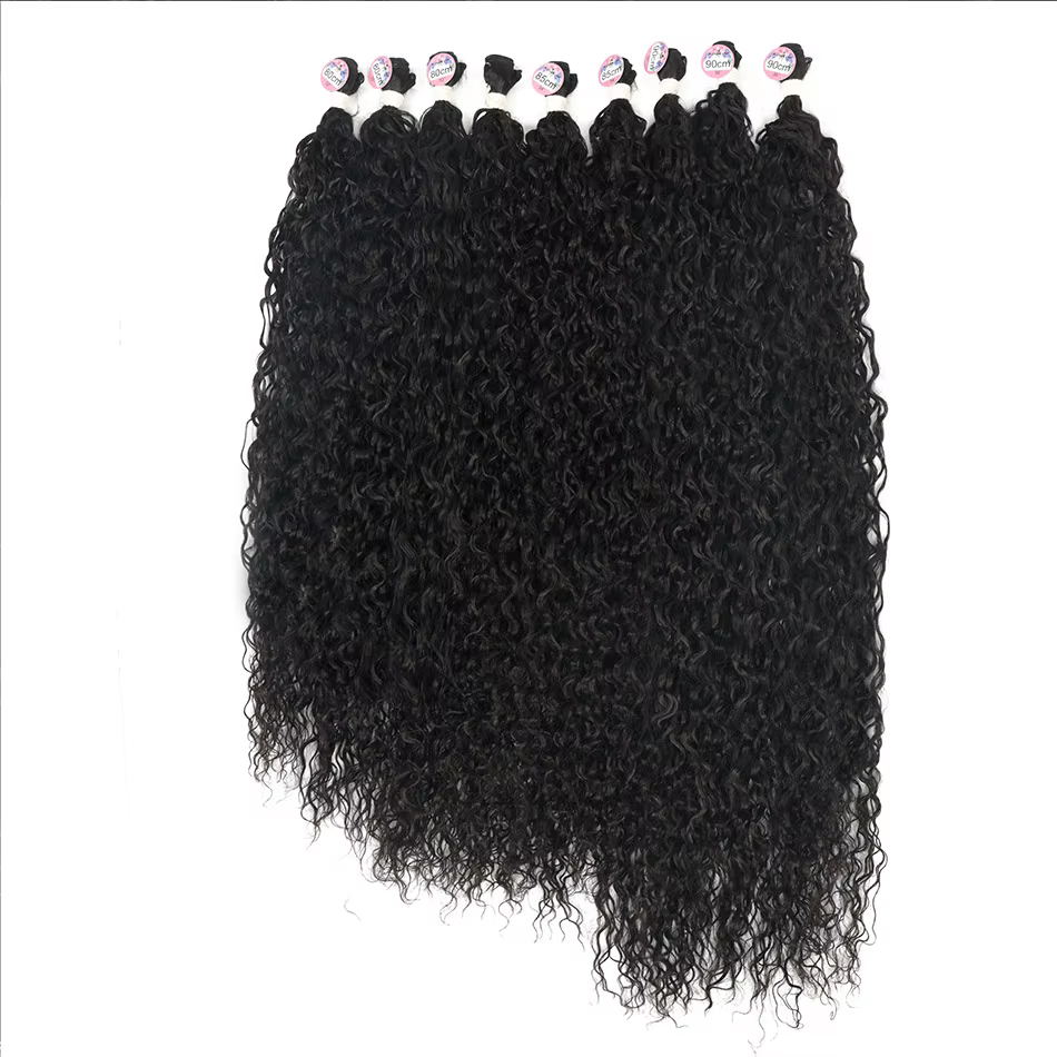 Tissage en Lot Synthétique Bouclé et Crépu pour Femme, Extensions Capillaires sulf, 80, 85, 90cm, 300g