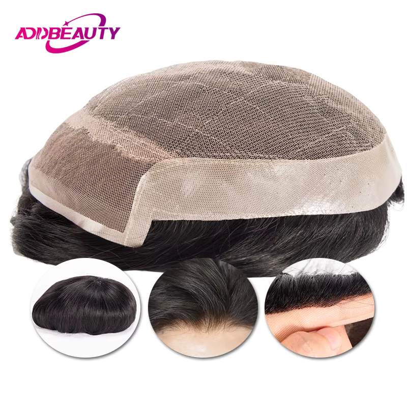 Prothèse capillaire masculine en cheveux humains naturels