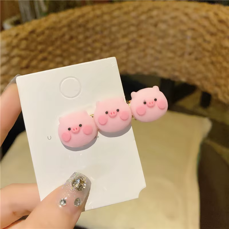 Pinces à cheveux cochon rose pour enfants