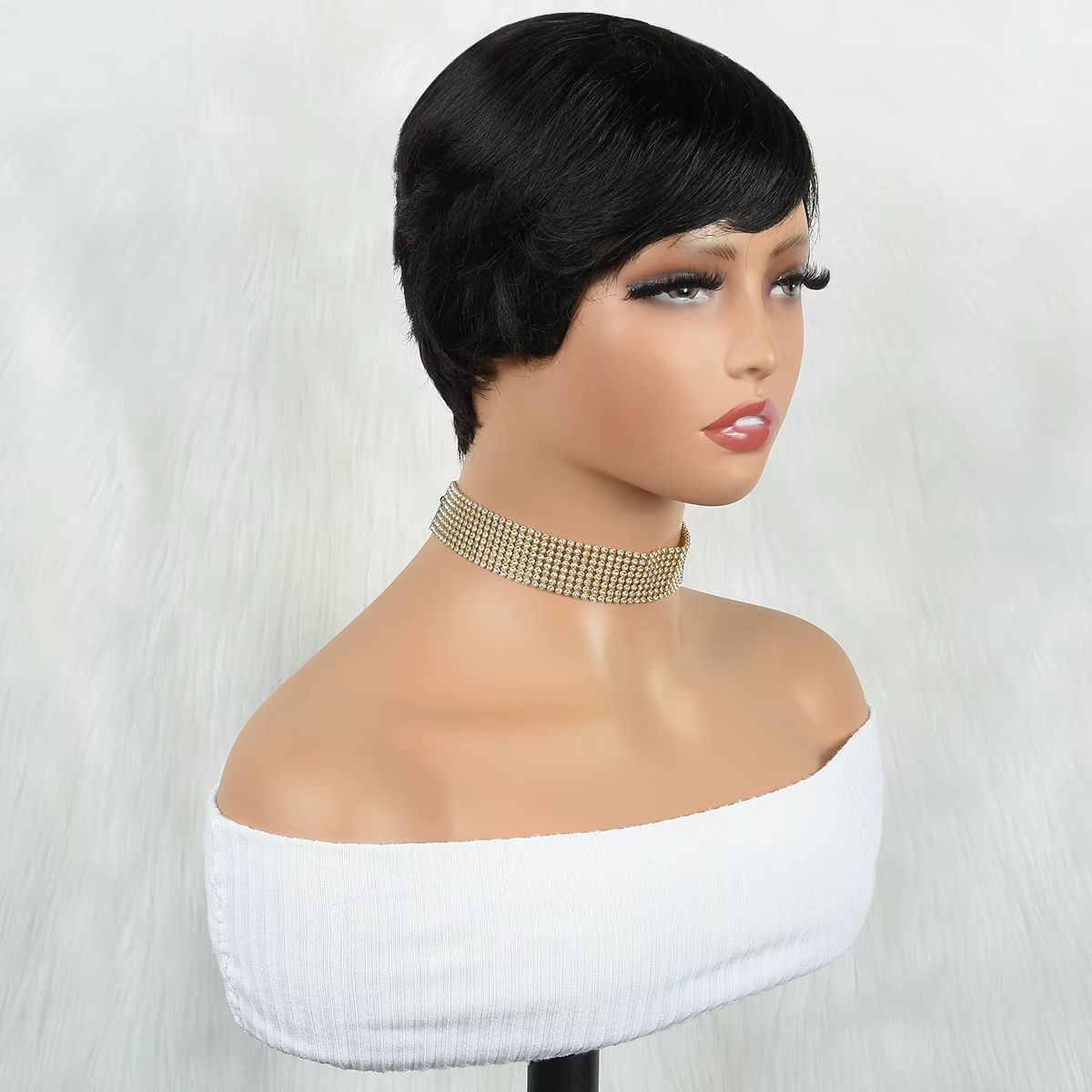Perruque de Cheveux Humains Courts et Lisses, Coupe Pixie, Faite à la Machine, Bon Marché, pour Femme