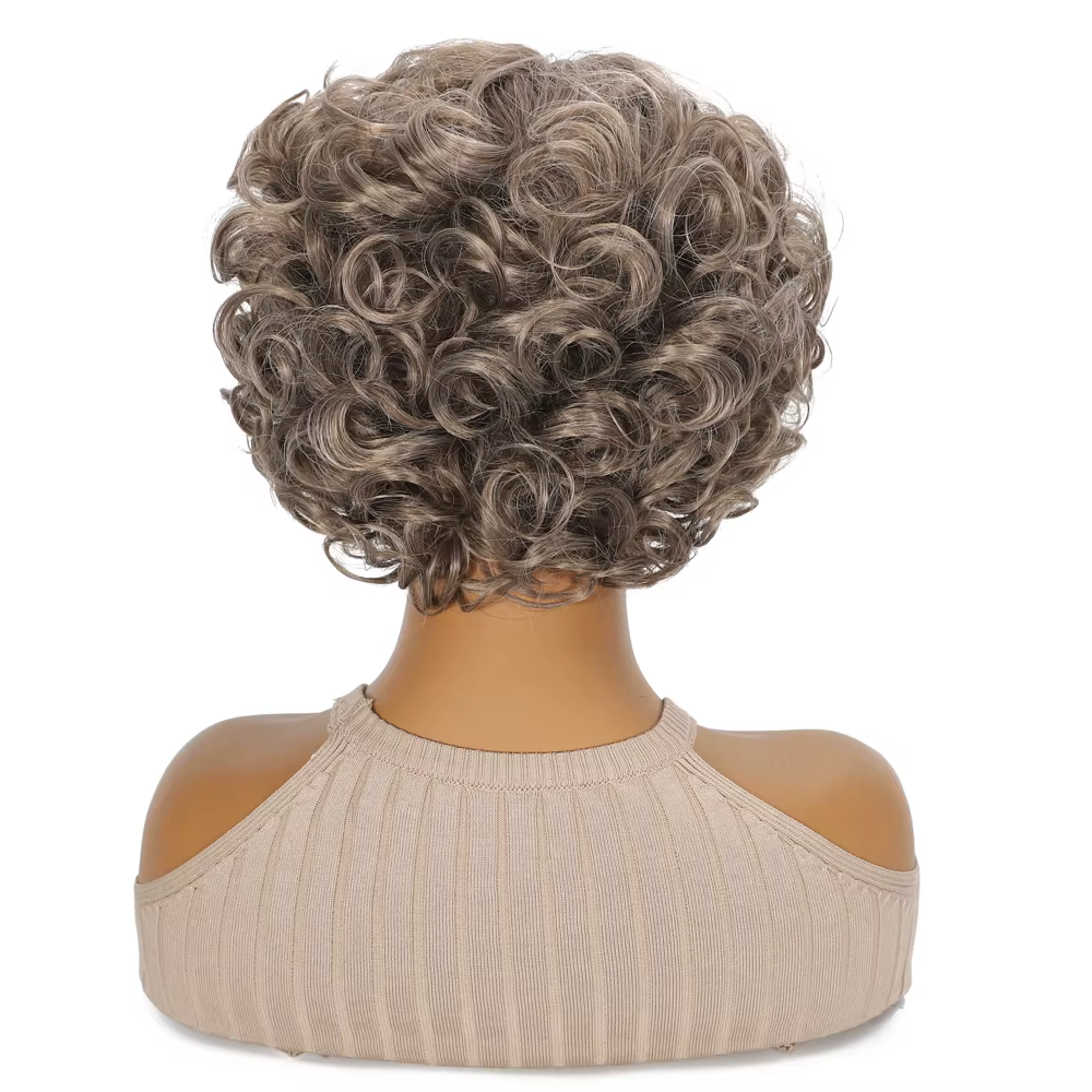 Perruque synthétique courte bouclée ondulée Blonde noire grise de 10 pouces pour femmes